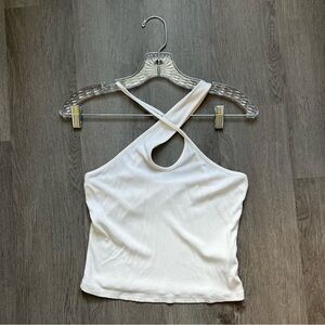 SHEIN White Ribbed Crisscross Tank Top